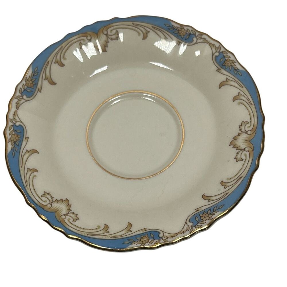 Federal Shape Syracuse China Carvel American Plate 5" Gold Rimmed Blue Floral